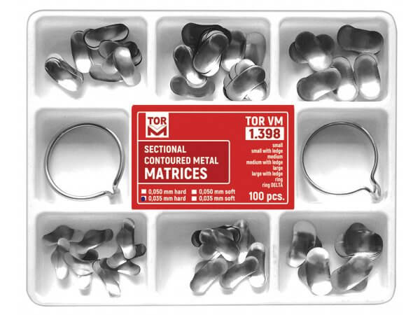 Kit 100 matrici metalice secționale hard asortate + 2inele TorVM